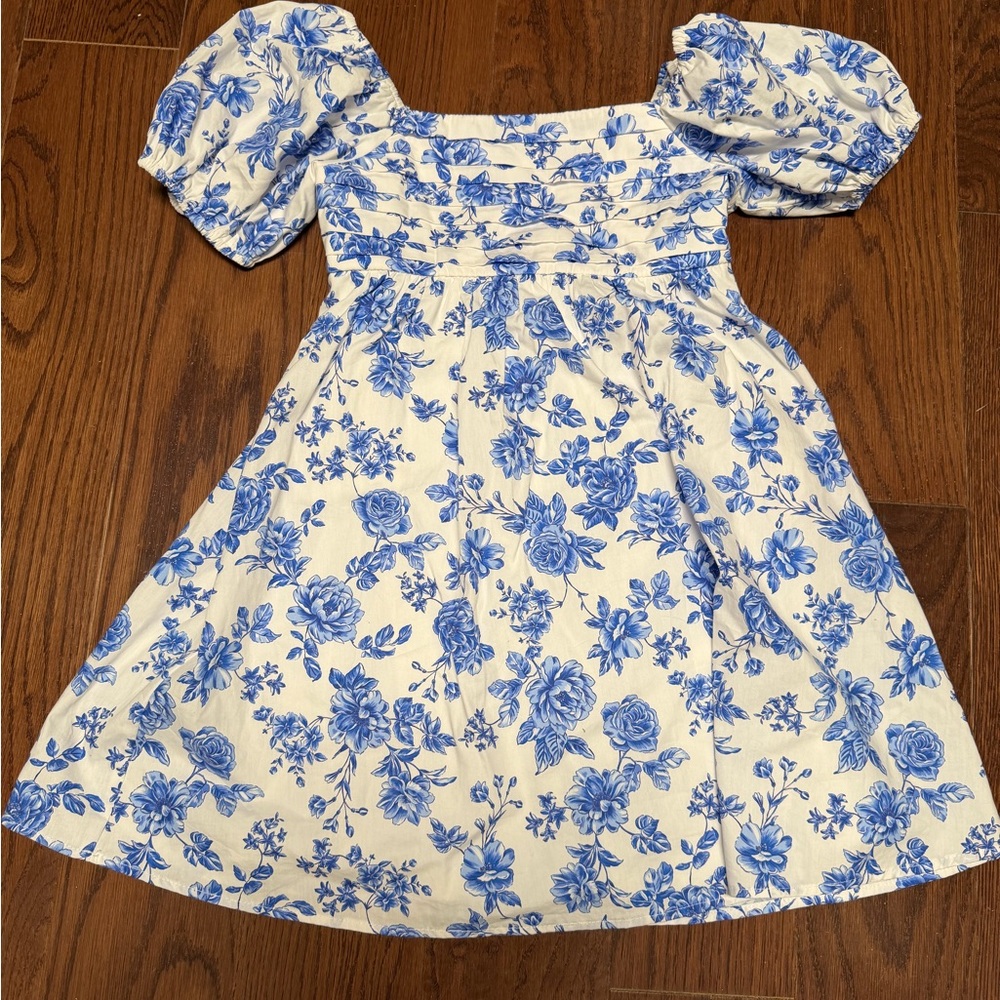 M Floral Blue and White Dress